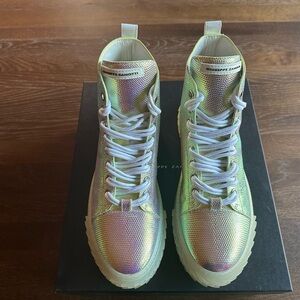 Giuseppe Zanotti Blabber Unisex Silver Leather Sneakers